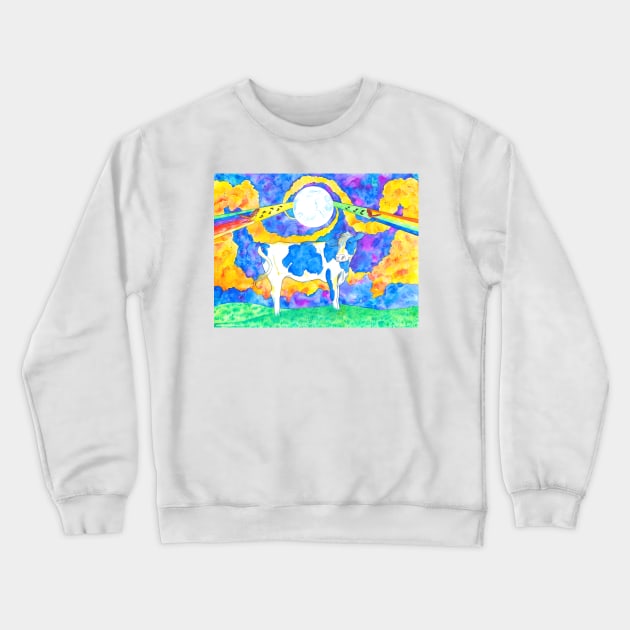 Cosmic Cow Crewneck Sweatshirt by ARTofDiNo